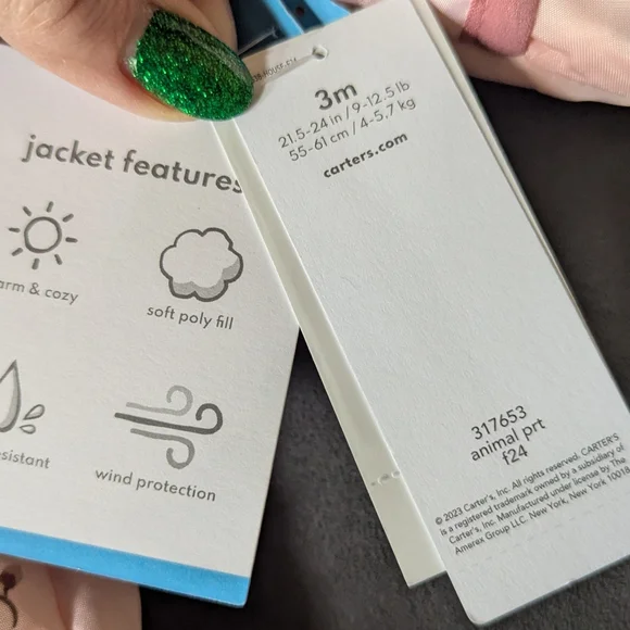 Carter's Pink Baby Snowsuit with Animal Print 6M - Picture 5 of 6